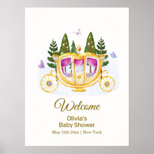 Woudprinses Koets Baby Shower Welkom Poster