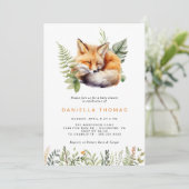 woudvos | Modern genderneutraal Baby shower Kaart (Staand voorkant)