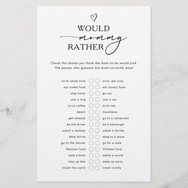 Would Mommy Rather Baby Game (Voorkant)