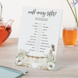 Would Mommy Rather? Baby Shower Game Reclamebord Met Voetstuk