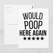 Would Poop Here Again FunnCustom-Cut Vinyl Sticker Briefkaart (Voorkant / Achterkant)