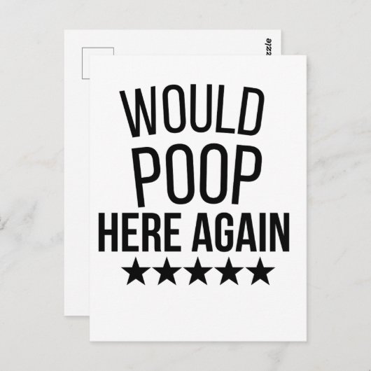 Would Poop Here Again FunnCustom-Cut Vinyl Sticker Briefkaart (Voorkant / Achterkant)