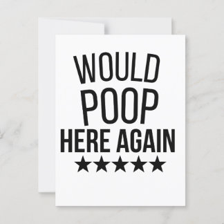 Would Poop Here Again FunnCustom-Cut Vinyl Sticker Briefkaart