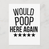 Would Poop Here Again FunnCustom-Cut Vinyl Sticker Briefkaart (Voorkant)
