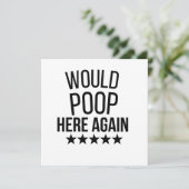 Would Poop Here Again FunnCustom-Cut Vinyl Sticker Feestdagenkaart (Staand voorkant)