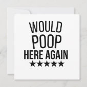 Would Poop Here Again FunnCustom-Cut Vinyl Sticker Kaart (Voorkant)