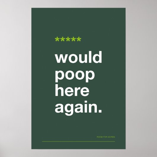 WOULD POOP HERE AGAIN – Funny Bathroom Poster (Voorkant)