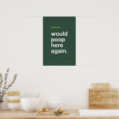 WOULD POOP HERE AGAIN – Funny Bathroom Poster (Keuken)