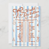 Would She Rather Baby Shower Game in Blue (Voorkant)