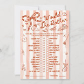 Would She Rather Baby Shower Game in Red (Voorkant)