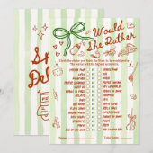 Would She Rather Baby Shower Game in Red Green (Voorkant / Achterkant)