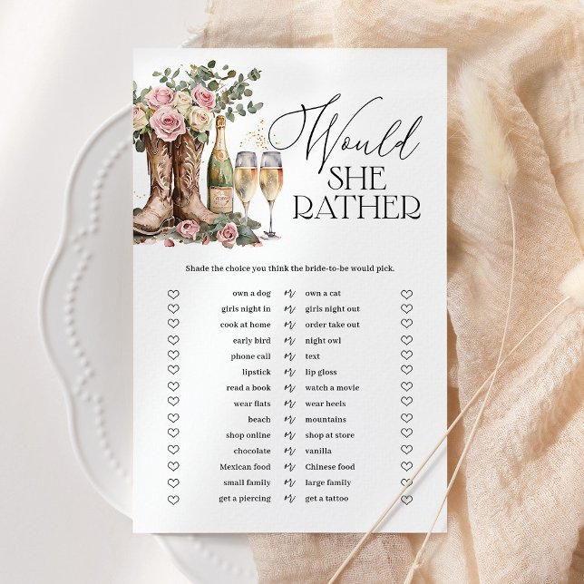 Would She Rather Boots and Bubbly Shower Game (Creator heeft geüpload)