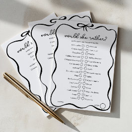 Would She Rather Bridal Shower Game Black Bow Advieskaart