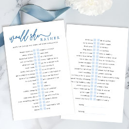 Would She Rather Bridal Shower Game – Blue 