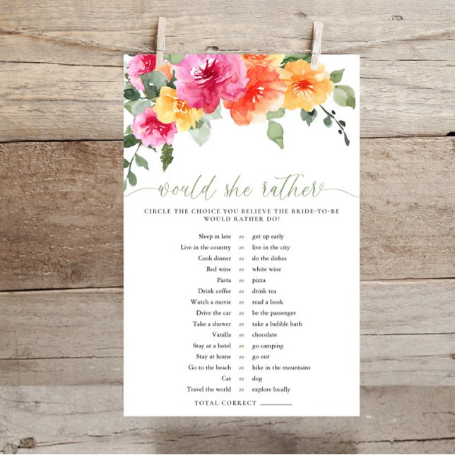 Would she rather bridal shower game colorful (Creator heeft geüpload)