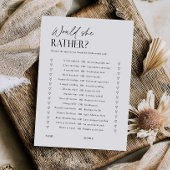 Would She Rather Bridal Shower Game Trivia Card Kaart