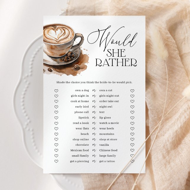 Would She Rather Coffee Bridal Shower Game (Creator heeft geüpload)