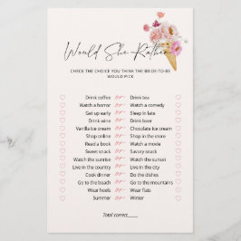 Would She Rather Ice Cream Bridal Shower Game 