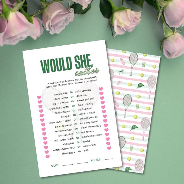 Would She Rather Tennis Bridal Shower Game (Creator heeft geüpload)