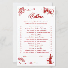 Would She Rather That's Amore Bridal Shower Game  