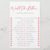 Would She Rather Valentine Chic Bridal Shower Game Flyer (Voorkant)