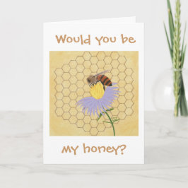 Would you be my honey, Bee Valentine cards Kaart