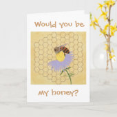 Would you be my honey, Bee Valentine cards Kaart (Gele Bloem)