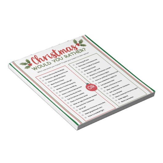 Would You Rather Christmas Game Notitieblok (Schuin)