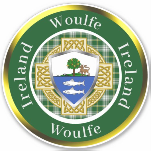 Woulfe Ierse Schild/Celtisch Kruis Persoonlijk Sticker (Voorkant)
