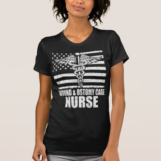 Wound & Ostomy Care Nurse American Flag T-shirt (Voorkant)