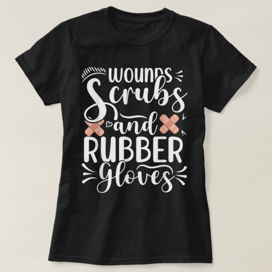 Wounds Slangen Rubberhandschoenen Wondverzorger RN T-shirt (Design voorkant)