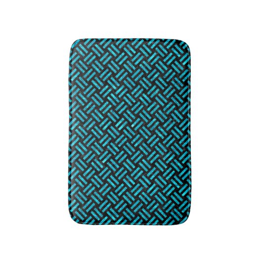 WOVEN2 ZWARTE MARBLE & TURQUOISE MARBLE BADMAT (Voorkant Verticaal)