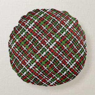 Woven Burlap Graphical Green White Rond Kussen