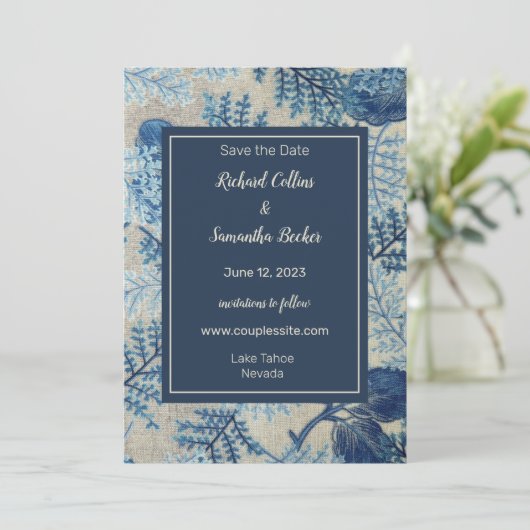 Woven Floral Wedding Save the Date (Staand voorkant)