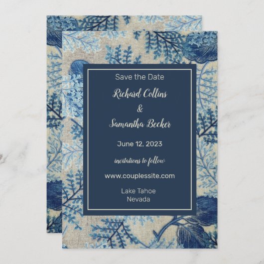 Woven Floral Wedding Save the Date (Voorkant / Achterkant)