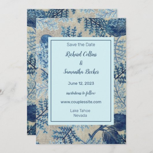 Woven Floral Wedding Save the Date (Voorkant / Achterkant)