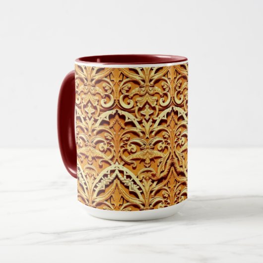 Woven Islamic Motif Mug | Tactile Earth Tones Mok (Voorkant links)