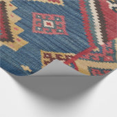 Woven Kilim Royal Blue Yellow Classic  Cadeaupapier (Hoek)