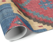 Woven Kilim Royal Blue Yellow Classic  Cadeaupapier (Rol Hoek)