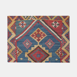 Woven Kilim Royal Blue Yellow Classic Deurmat