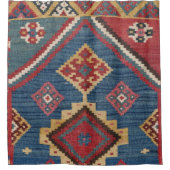 Woven Kilim Royal Blue Yellow Classic Douchegordijn (Voorkant)