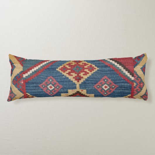 Woven Kilim Royal Blue Yellow Classic  Lichaamskussen (Voorkant)