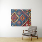 Woven Kilim Royal Blue Yellow Classic  Wandkleed (In Situ (horizontaal))