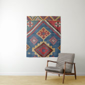 Woven Kilim Royal Blue Yellow Classic  Wandkleed (In situ)