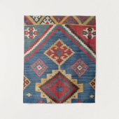 Woven Kilim Royal Blue Yellow Classic  Wandkleed (Voorkant)
