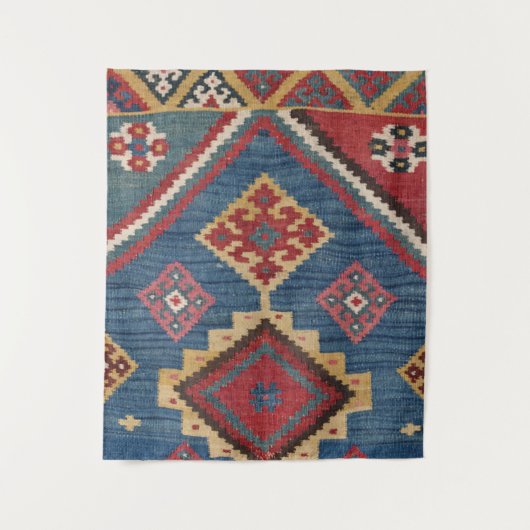 Woven Kilim Royal Blue Yellow Classic  Wandkleed (Voorkant)