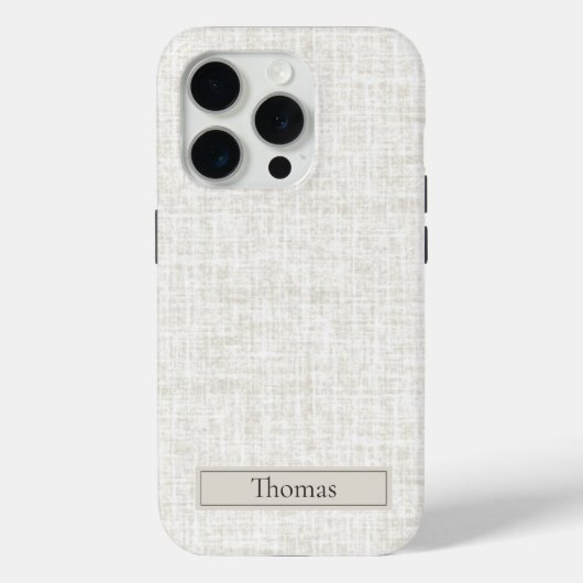 Woven Linen in Natural Brown with Name Case-Mate iPhone Case (Achterkant)