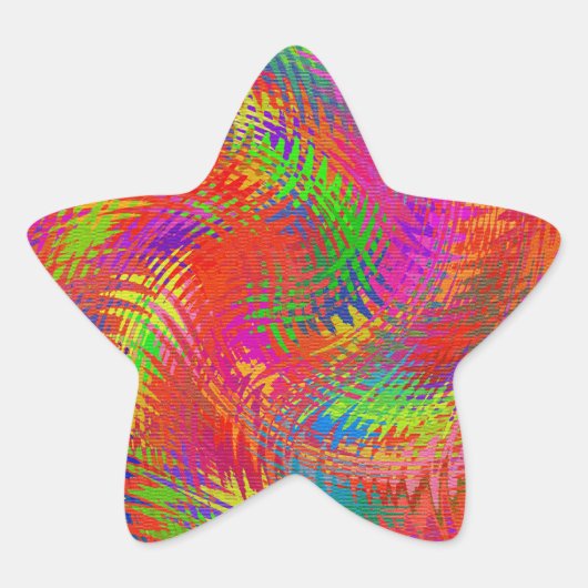 Woven Rainbow Ster Sticker (Voorkant)