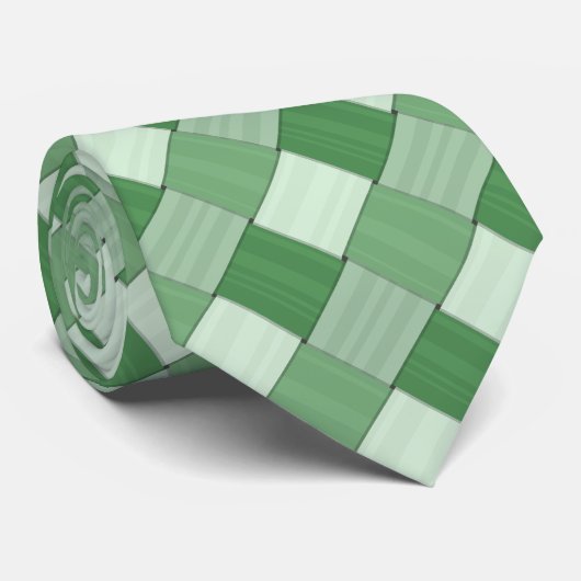 Woven Spring Green Diagonal Tiles Stropdas (Opgerold)