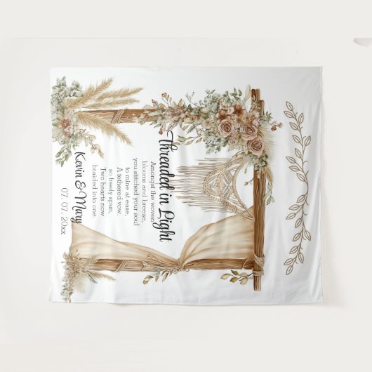 Woven Vows: A Tapestry of Unity Wedding Backdrop Wandkleed (Voorkant (horizontaal))